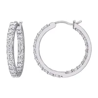 2 1/3 CT. T.W. Lab Created White Moissanite 10K White Gold 25mm Hoop Earrings