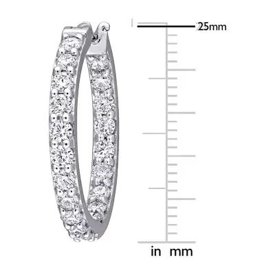 2 1/2 CT. T.W. Lab Created White Moissanite 10K White Gold 25mm Hoop Earrings