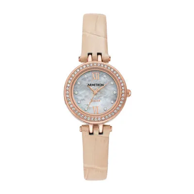 Armitron Womens Crystal Accent Pink Leather Strap Watch 75/5632mprgbh
