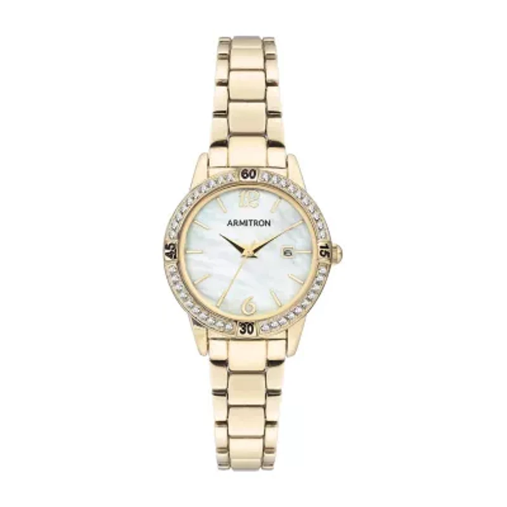 Armitron Womens Crystal Accent Gold Tone Bracelet Watch 75/5658mpgp