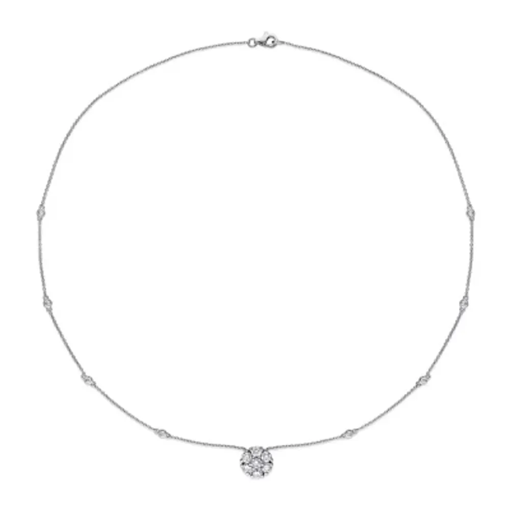 Womens 1 3/8 CT. T.W. Lab Created White Moissanite 10K White Gold Pendant Necklace