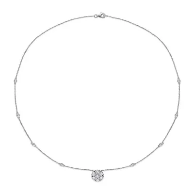 Womens 1 3/8 CT. T.W. Lab Created White Moissanite 10K White Gold Pendant Necklace