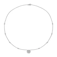 Womens 1 3/8 CT. T.W. Lab Created White Moissanite 10K White Gold Pendant Necklace