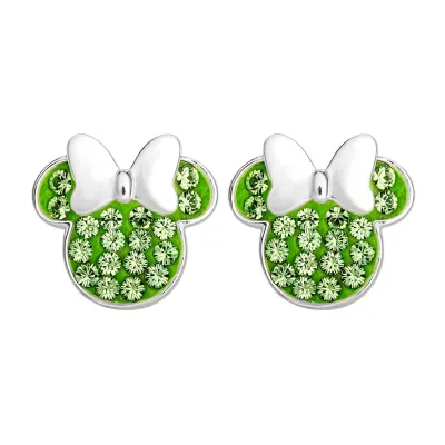 Disney Lab Created Crystal Sterling Silver 11.2mm Minnie Mouse Stud Earrings