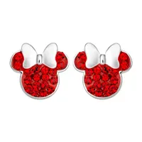 Disney Lab Created Crystal Sterling Silver 11.2mm Minnie Mouse Stud Earrings
