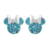 Disney Lab Created Crystal Sterling Silver 11.2mm Minnie Mouse Stud Earrings