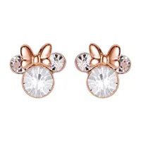 Disney Lab Created White Crystal Sterling Silver 9.4mm Minnie Mouse Stud Earrings