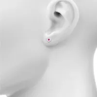 Lab Created Pink Sapphire Sterling Silver 10.5mm Heart Stud Earrings