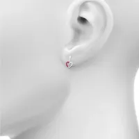 Lab Created Red Ruby Sterling Silver Heart Drop Earrings