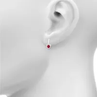 Lab Created Red Ruby Sterling Silver Heart Drop Earrings