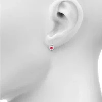 Lab Created Red Ruby Sterling Silver Heart Drop Earrings