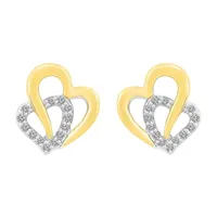 Lab Created White Sapphire 10K Gold Sterling Silver 12mm Heart Stud Earrings