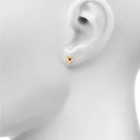 Diamond Accent Lab Created Red Ruby 10K Gold 13.5mm Heart Stud Earrings