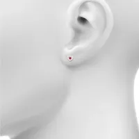 Diamond Accent Lab Created Red Ruby 10K Gold 9mm Heart Stud Earrings