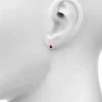 Lab Created Red Ruby 10K Gold Heart Drop Earrings