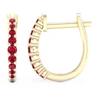 Lead Glass-Filled Red Ruby 10K Gold 16.1mm Hoop Earrings