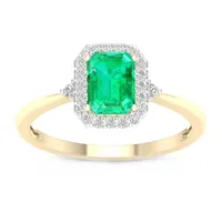 Womens 1/6 CT. T.W. Lab Created Green Emerald 10K Gold Cocktail Ring