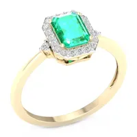 Womens 1/6 CT. T.W. Lab Created Green Emerald 10K Gold Cocktail Ring