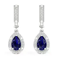 1/10 CT. T.W. Genuine Blue Sapphire 10K Gold Pear Drop Earrings