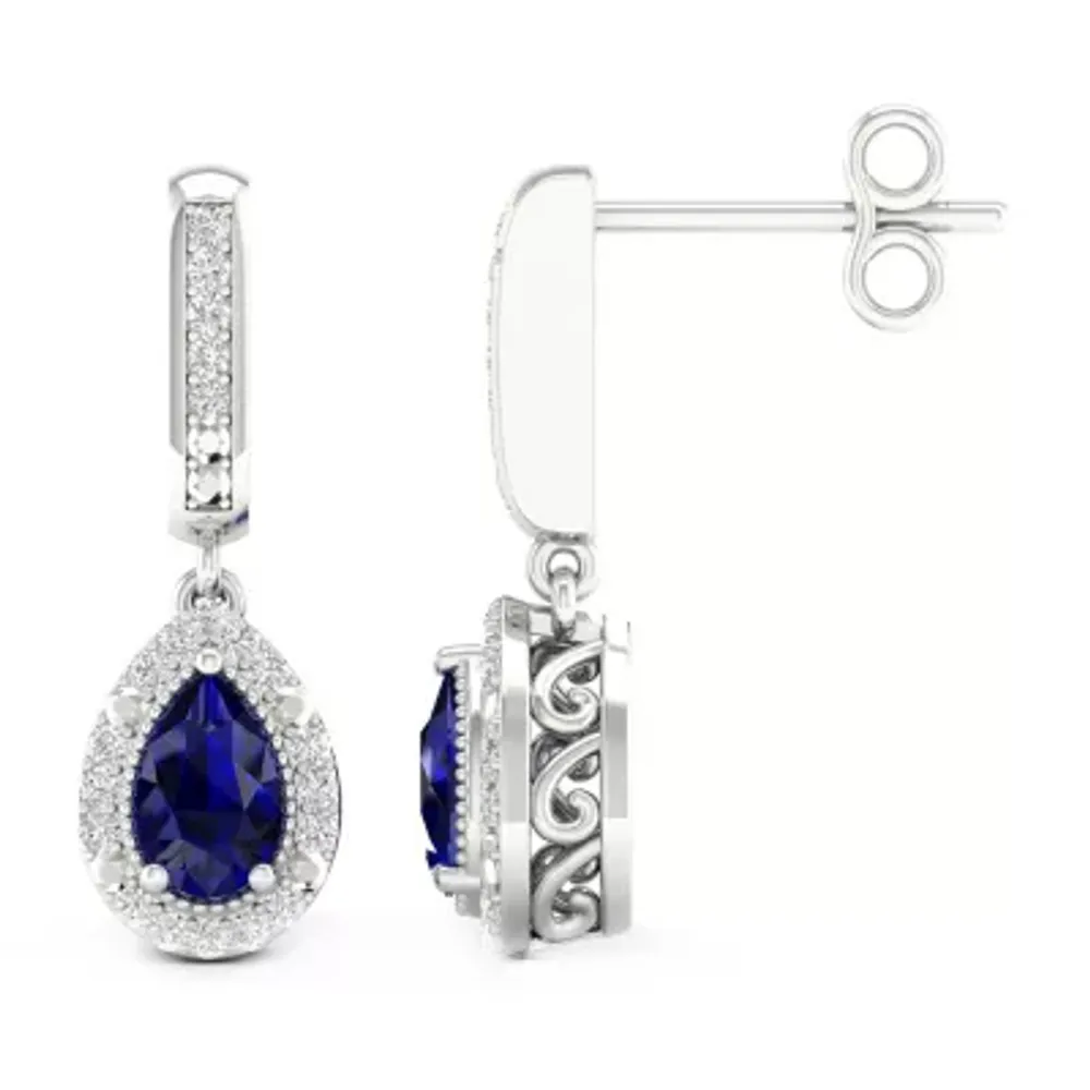 1/10 CT. T.W. Genuine Blue Sapphire 10K Gold Pear Drop Earrings