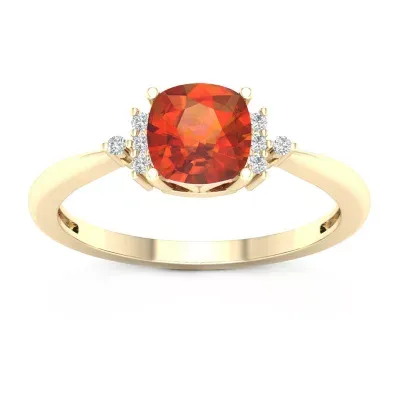 Womens Diamond Accent Genuine Orange Citrine 10K Gold Cocktail Ring