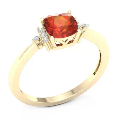 Womens Diamond Accent Genuine Orange Citrine 10K Gold Cocktail Ring