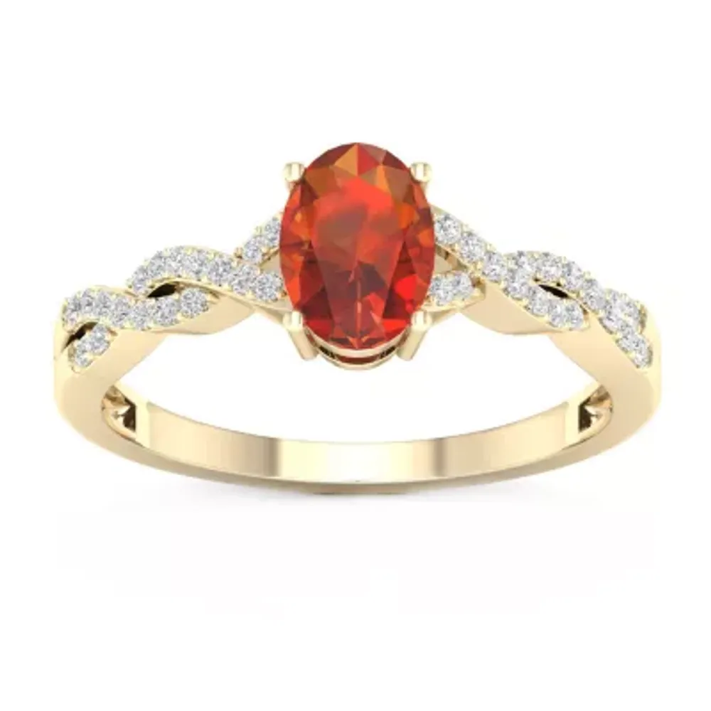 Womens 1/ CT. T.W. Genuine Orange Citrine 10K Gold Cocktail Ring