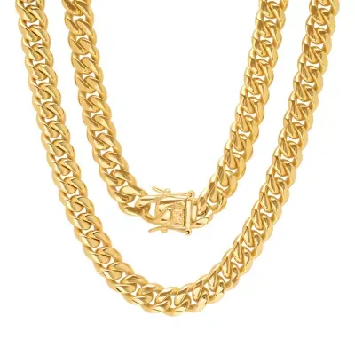 Stainless Steel 24 Inch Semisolid Box Chain Necklace