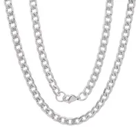 Stainless Steel 24 Inch Semisolid Curb Chain Necklace