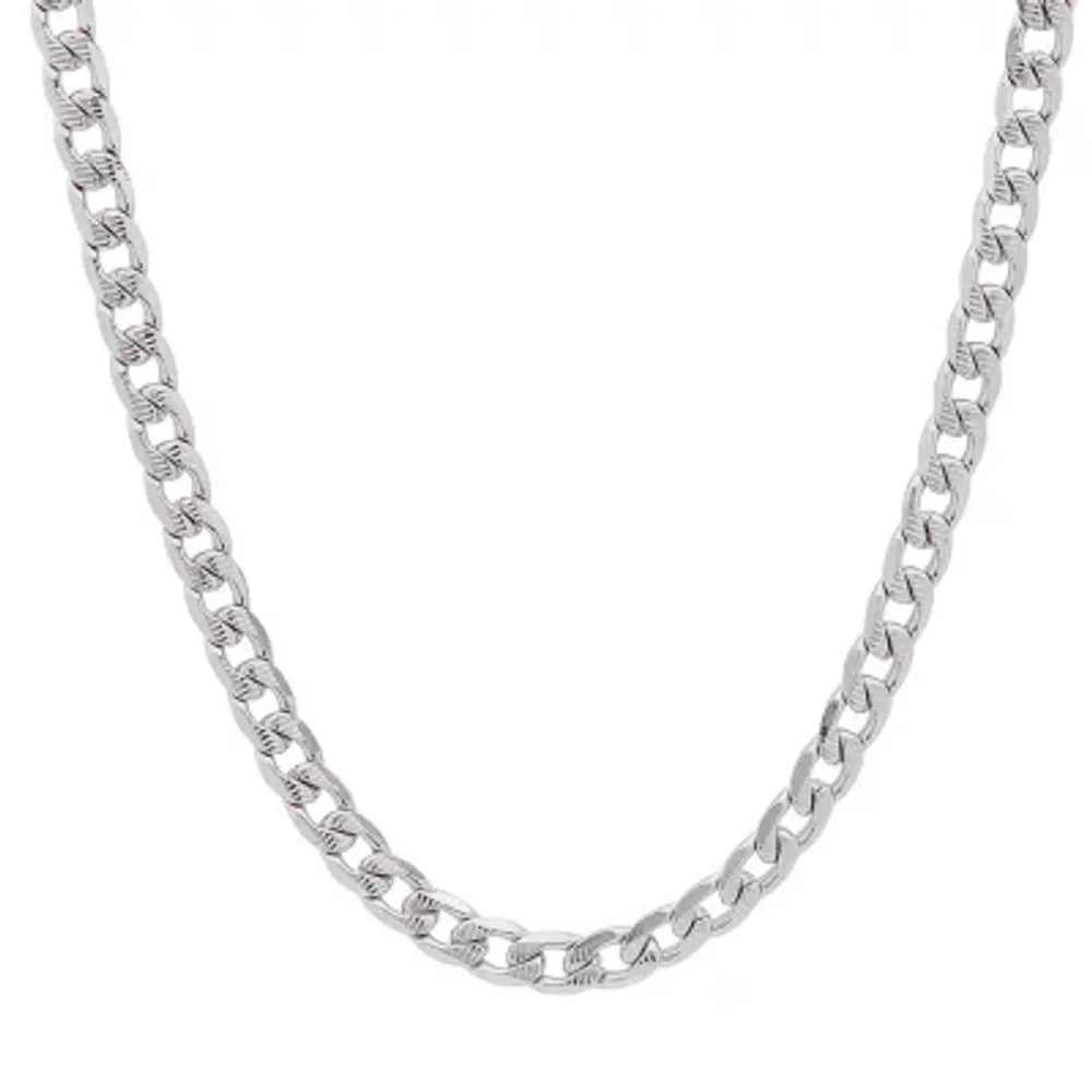 Stainless Steel 24 Inch Semisolid Curb Chain Necklace