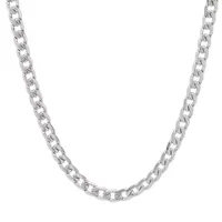 Stainless Steel 24 Inch Semisolid Curb Chain Necklace