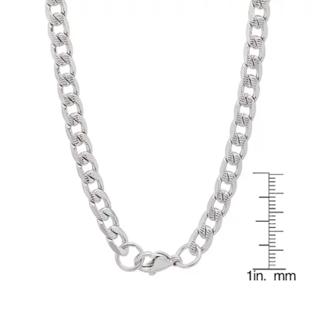 Stainless Steel 24 Inch Semisolid Curb Chain Necklace