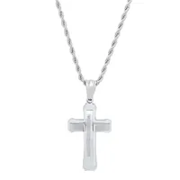 Steeltime Mens Stainless Steel Cross Pendant Necklace