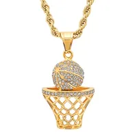 Steeltime Basketball Mens 2 1/4 CT. T.W. White Cubic Zirconia 18K Gold Over Stainless Steel Pendant Necklace