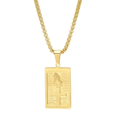 Steeltime Mens 18K Gold Over Stainless Steel Pendant Necklaces