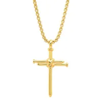 Steeltime Mens 18K Gold Over Stainless Steel Cross Pendant Necklace