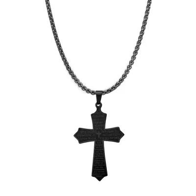 Steeltime Mens Stainless Steel Cross Pendant Necklace