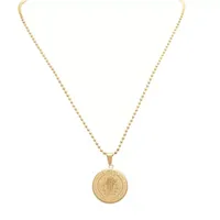 Steeltime Saint Benedict Medal Mens 18K Gold Over Stainless Steel Round Pendant Necklace