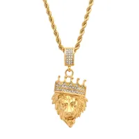 Steeltime Lion Head Mens 1/2 CT. T.W. Simulated White Cubic Zirconia 18K Gold Over Stainless Steel Crown Pendant Necklace