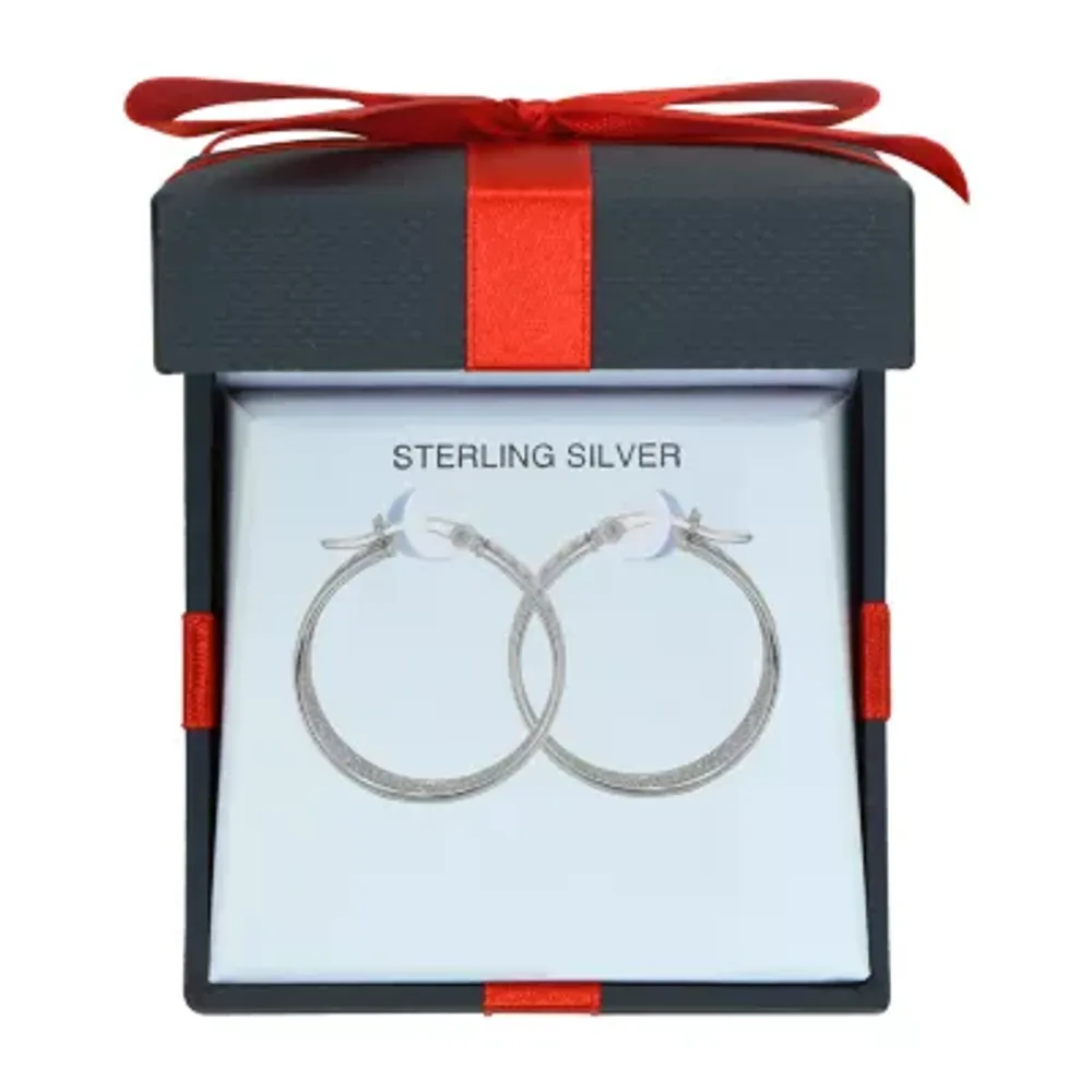 Sterling Silver 25mm Round Hoop Earrings