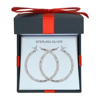 Sterling Silver 40mm Round Hoop Earrings