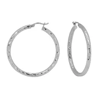 Sterling Silver 40mm Round Hoop Earrings