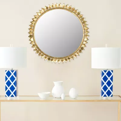 Safavieh Leaf Crown Gold Wall Mount Sunburst Wall Mirror