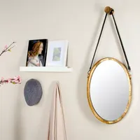 Safavieh Pembroke Strap Antique Gold Wall Mount Oval Wall Mirror