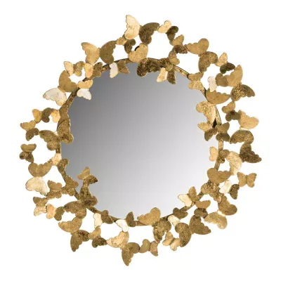 Safavieh Ruthie Butterfly Gold Wall Mount Round Wall Mirror