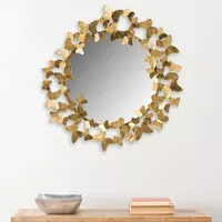 Safavieh Ruthie Butterfly Gold Wall Mount Round Wall Mirror