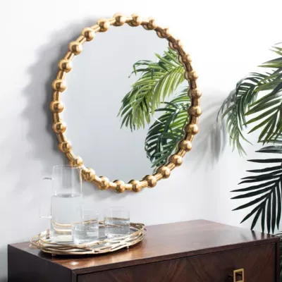 Safavieh Eden Gold Foil Wall Mount Round Wall Mirror