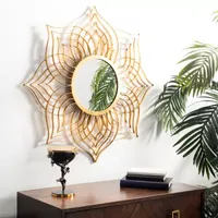 Safavieh Charlton Gold Foil Wall Mount Sunburst Wall Mirror