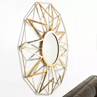 Safavieh Kilburn Gold Foil Wall Mount Round Decorative Wall Mirror