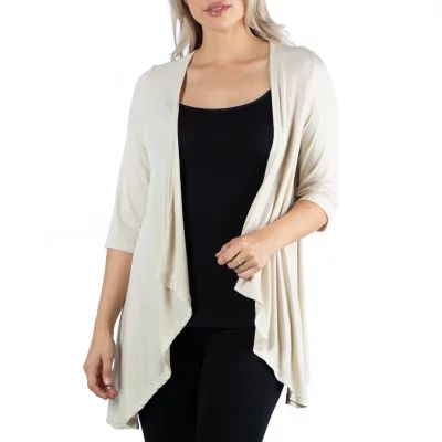 24/7 Comfort Apparel 3/4 Length Sleeve Open Cardigan